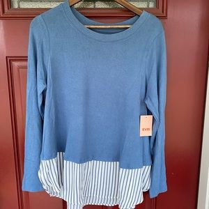 Evri Split Hem Blue Crew Neck Sweater